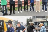 M. Arif Tanjung saat menyalurkan 1.000 Masker untuk Warga Medan di Jalan Sisingamangaraja. (Foto/dok)