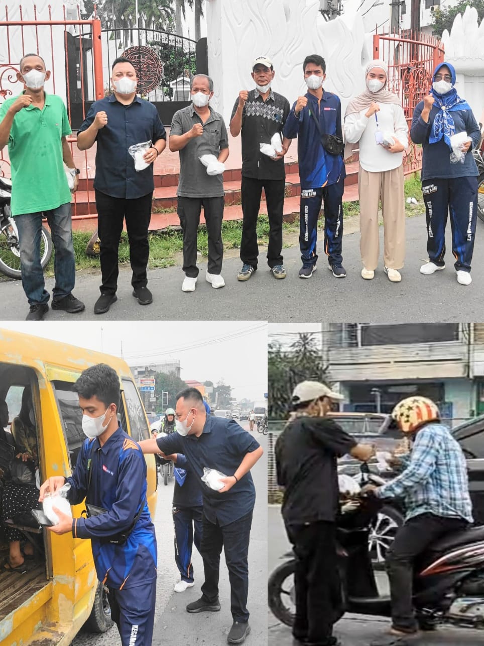 M. Arif Tanjung saat menyalurkan 1.000 Masker untuk Warga Medan di Jalan Sisingamangaraja. (Foto/dok)